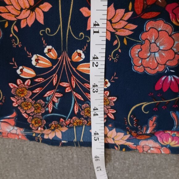 I.Madeline Garden Splendor Navy Blue Floral Print Long Sleeve Midi Dress Size M - Picture 13 of 13